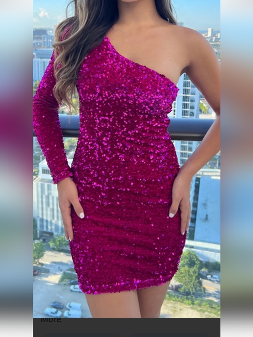 Velvi One Sleeve Short Sequin Dress Homecoming